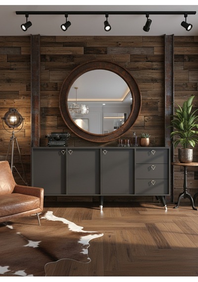 Resital Konsol - Sk2001-4 - Silver Modern 180 Cm Çekmeceli Ve Kapaklı Salon Konsolu - Büfe Antrasit Resital Konsol - Sk2001-4 - Silver Modern 180 Cm Çekmeceli Ve Kapaklı Salon Konsolu - Büfe Antrasit