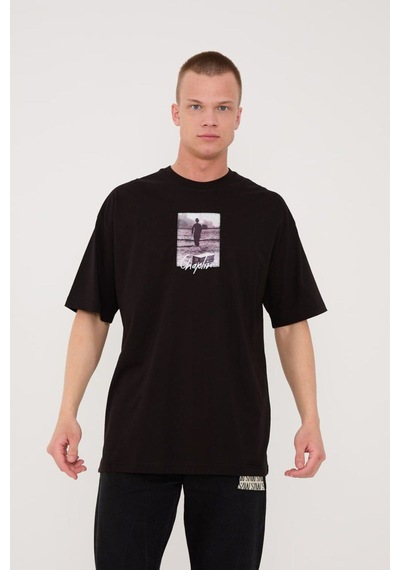 Charlie Chaplin Siyah-beyaz Nakışlı Unisex T-shirt SIYAH