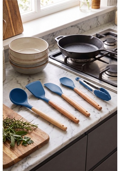 Bambu Saplı Mavi Silikon Mutfak Gereçleri Seti 5 Parça Yanmaz Yapışmaz Servis Seti Kepçe Spatula Kaşık Maşa Seti Silikon Mutfak Seti Mavi Mavi Bambu Saplı Mavi Silikon Mutfak Gereçleri Seti 5 Parça Yanmaz Yapışmaz Servis Seti Kepçe Spatula Kaşık Maşa Seti Silikon Mutfak Seti Mavi Mavi