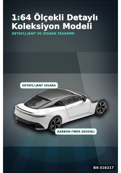 Model Araba 1/64 Aston Martin Dbs Stratus White Koleksiyonluk Araç Oyuncak Bx-316217