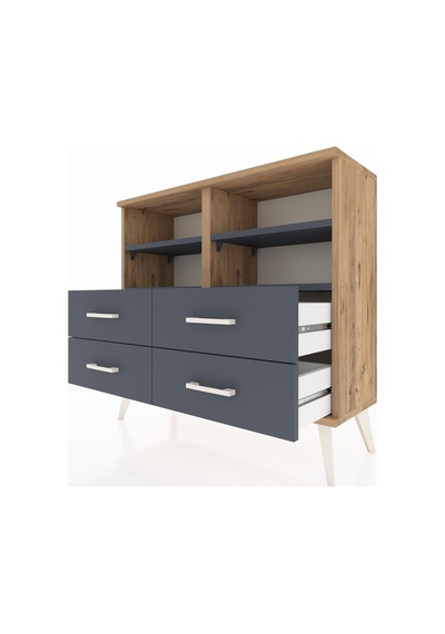 Arges Şifonyer 4 Raflı 4 Çekmeceli 88x30x80 Çam-antrasit Antrasit Arges Şifonyer 4 Raflı 4 Çekmeceli 88x30x80 Çam-antrasit Antrasit