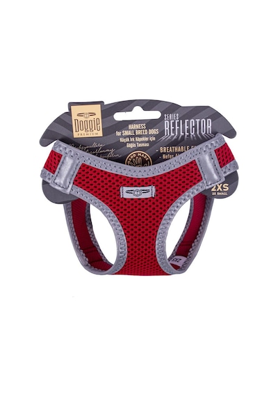 Doggie Havalı Dokuma Reflektör Serisi Küçük Irk Göğüs Tasması Kırmızı 2XS-26-30Cm Kırmızı