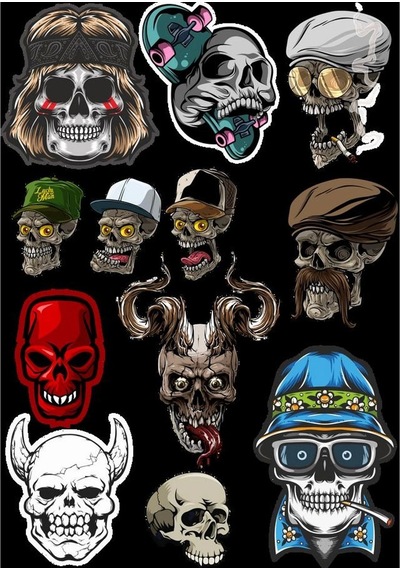 İskelet Sticker Set-2 12 Parça Telefon, Tablet, Defter, Laptop Sticker
