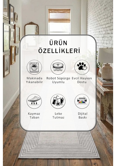 Piramit Bej Yıkanabilir Yolluk