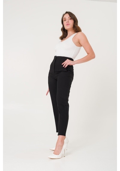 Lavajeans Kadın Siyah Yüksek Bel Pensli Kumaş Pantolon Siyah