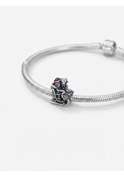 Kadın Kızakta Mickey Ve Minnie Model Gümüş Charm