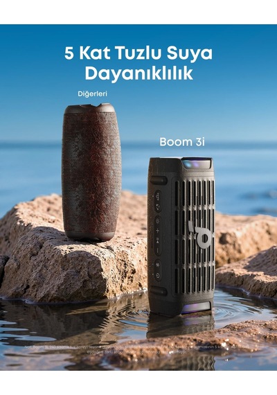 Anker Soundcore Boom 3i Bluetooth Hoparlör, Ip68 Su Geçirmez, 50w Bassup 2.0 Ses, 16 Saat Çalma Süresi, Siyah - D