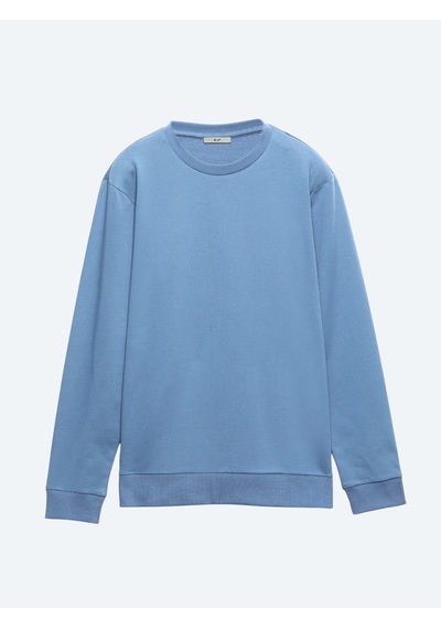 Kip Mavi Bisiklet Yaka Sweatshirt