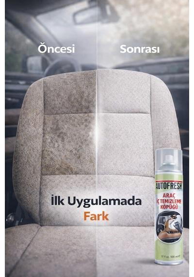 Autofresh Araç İç Temizleyici Köpük Sprey 500 Ml Oto Koltuk, Tavan, Döşeme Ve Torpido Temizleme Köpüğü