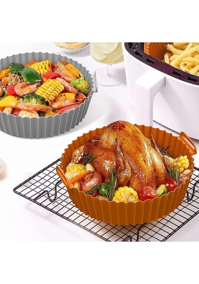 Renkli Isıya Dayanıklı Yıkanılabilir Silikon Fırın Ve Airfryer Yuvarlak Model Pişirme Matı 20 Cm 5580