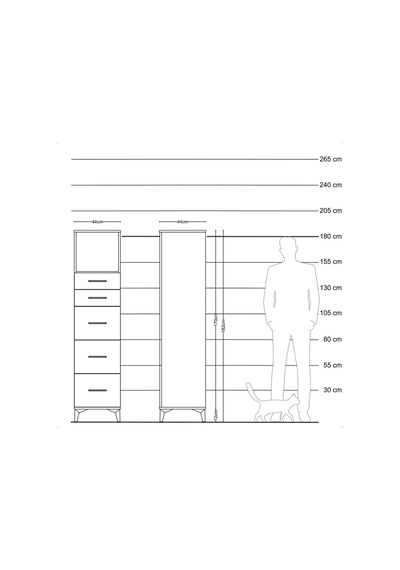 Hyperion Dolap Tek Raflı 5 Çekmeceli 44x44x182 Aytaşı-antrasit Aytaşı Hyperion Dolap Tek Raflı 5 Çekmeceli 44x44x182 Aytaşı-antrasit Aytaşı