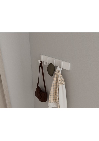 Hepsi3boyutlu Modern Duvar & Kapı Baston Askılık - 4 Adet Beyaz J Askılık - Model No : 6 Beyaz