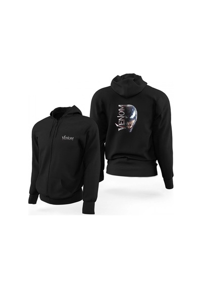 Startmore Venom Fermuarlı Kaps Onlu Sweatshirt 12930 Siyah