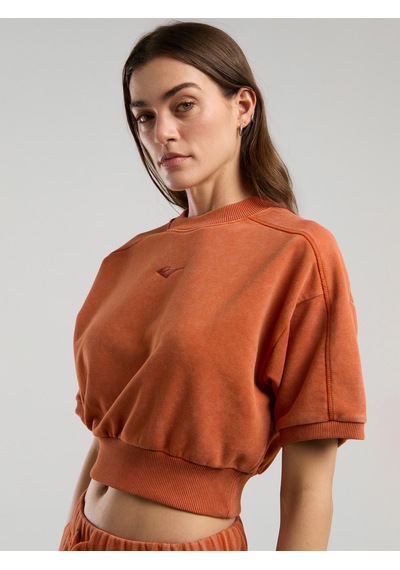 Everlast Bronx 1910 Oversize Turuncu Crop Kadın Kısa Kollu Sweatshirt Kiremit