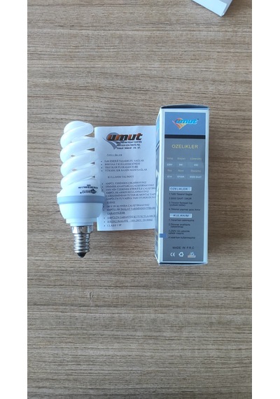 Umut 9w E14 Duy Spiral Tasarruflu Ampul 6700k Beyaz Işık 8000 Saat Ömür