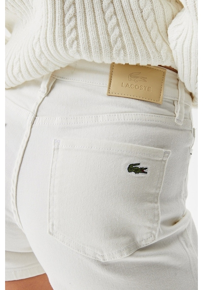 Lacoste Women's Straight Fit Denim White Jean Shorts Kadın Düz Kesim Kot Şort Beyaz