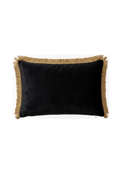 "vellora" Düz Püsküllü Kırlent Kılıfı - 30x50 Siyah