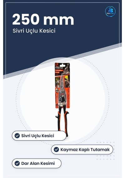 Teneke Makası Sivri Uçlu 250 Mm İnce Dar Alan Kesim Hırdavat Manu