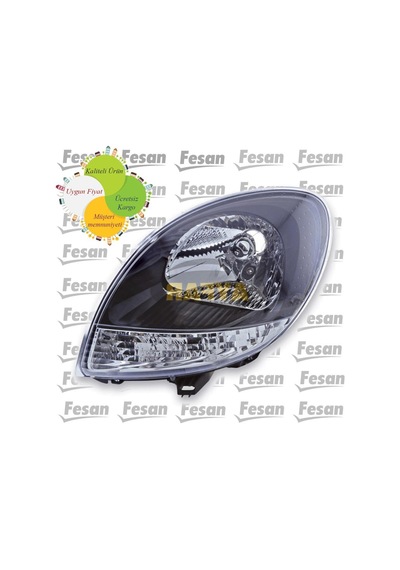 Renault Kangoo Sağ Ön Far Makyajlı Kasa Siyah Çerçeveli 2008-200