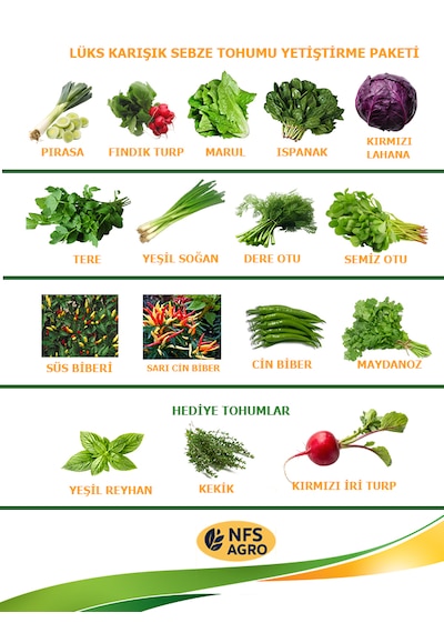 Sebze Tohumu - Karışık Sebze Yetiştirme Paketi 1 Adet