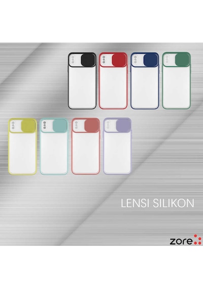 Noktaks - Apple Uyumlu iPhone Xs 6.5 - Kılıf Slayt Sürgülü Arkası Buzlu Lensi Kapak - Kırmızı - T14503 Kirmizi