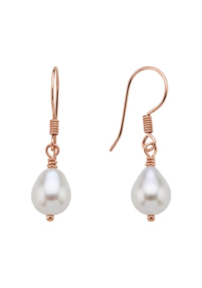 14 Ayar Altın Beyaz Barok Doğal İnci Küpe 10 Mm Rose