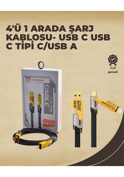 4'ü 1 Arada Metal Hızlı Veri Kablosu 65w Güç 27w İphone Desteği 480mbps Aktarım