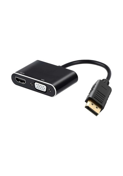 Tr Çoklayıcı Adaptör 2 İn 1 Dp To Vga Hdmı Kasa Bilgisayar Uyumlu Çevirici Adaptör Çok Portlu Çoklayıcı 2in1 D