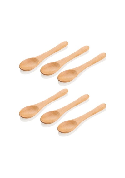 Bambu 6'lı Lüx Baharat Kaşığı Tatlı Kaşık Bej Bej