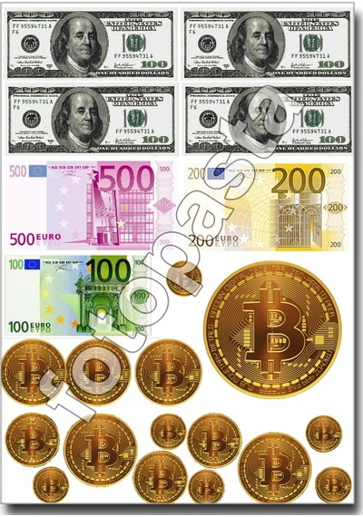 A4 Dolar-euro-btc Yenilebilir Resim Baskısı Diğer