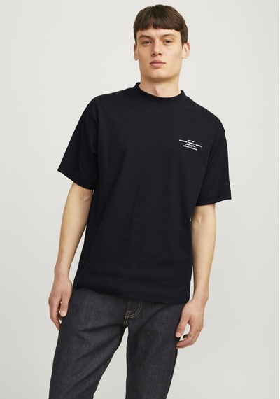Jack & Jones Erkek Gögüs Baskili Tisört - Blachad 12259357 Black Siyah