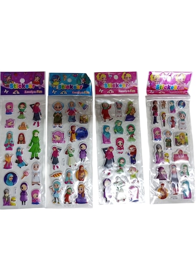 4 Paket İslam Dini Kız Çocuk İslami Sticker Etiket Karışık