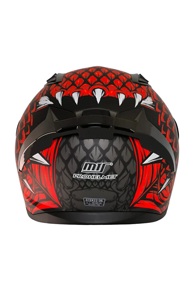 M-801 Snake Draglax Red Full Face Motosiklet Kaskı Kırmızı Siyah