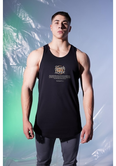 Woof Gym Monk Mode Baskı Klasik Atlet - Siyah