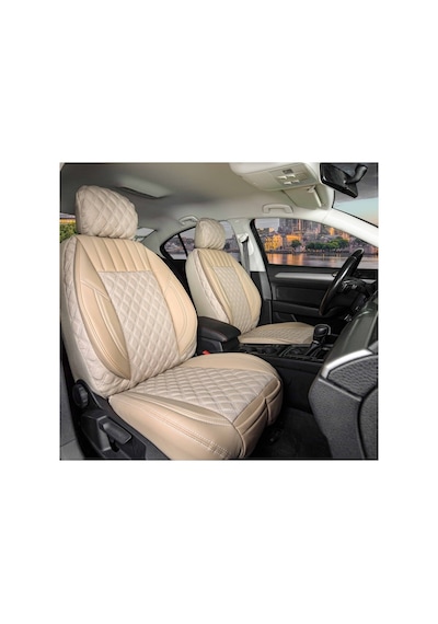 Fiat Uno Lüks Deri Ve Kumaş Detaylı Premium 5li Oto Koltuk Kılıfı Bej 1.sınıf