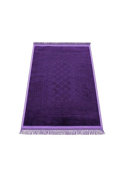 Tesbihane Kişiye Özel Nakış İşlemeli Hediyelik Seccade - Peluş Kumaş Mor