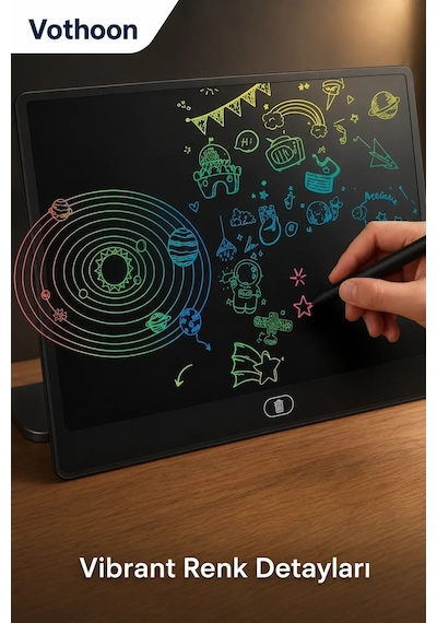 Ers 20 Inc Renkli Lcd Grafik Dijital Kalemli Çizim Tableti Yazı Tahta Not Yazma Eğitim Tableti Siyah