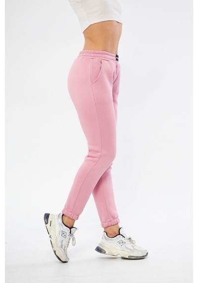 Lesa Wear Yüksel Bel Jogger Şardonlu Eşofman Altı Paçası Lastikli Pembe