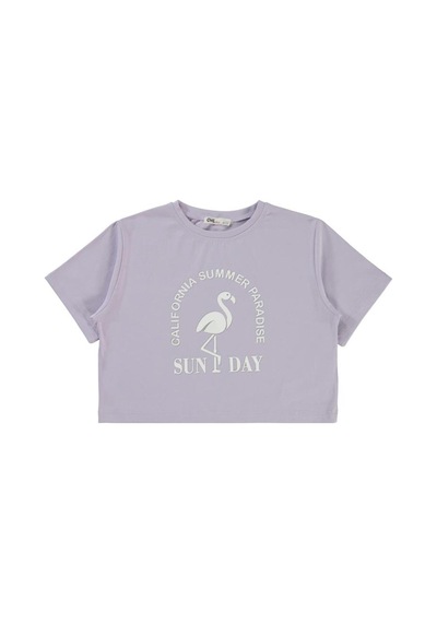 Civil Girls Flamingo Baskılı 6-9 Yaş Tişört Lila