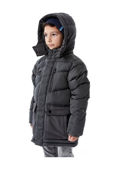 Benitto Kids Erkek Çocuk Kapüşonlu Kalın Kışlık Mont 51335 Gri