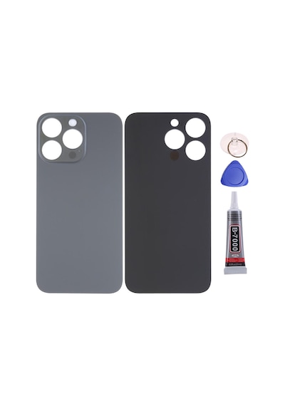 Apple Uyumlu iPhone 14 Pro Siyah Arka Kapak Batarya Kapağı Pil Kapağı Yapışkan Ve Sökme Aparatıyla Beraber Full Set Siyah