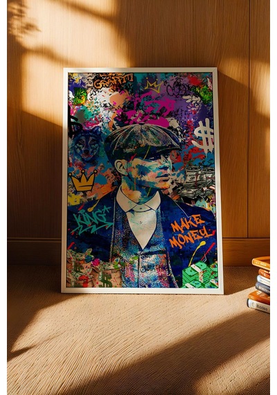 Peaky Blinders Thomas Shelby Çerçeveli Tablo Make Money Graffiti Yeni İşyeri Ofis Hediyesi Street Art