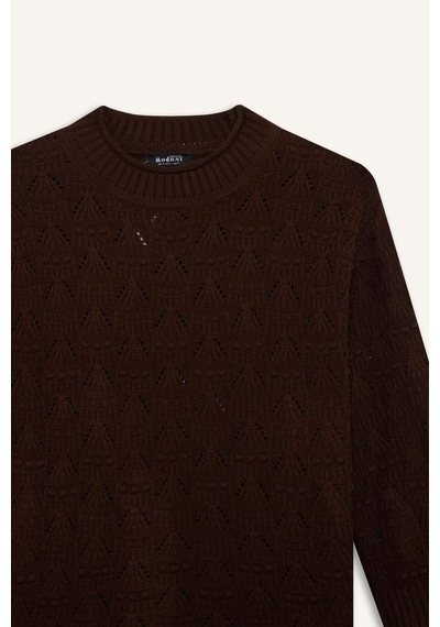 Defacto Regular Fit Bisiklet Yaka Ajurlu Triko Tunik G0710ax25wnbn330 Kahve-bn330