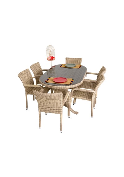 Sunsire 90x160 Rattan Bahçe Masa Takımı Rehome