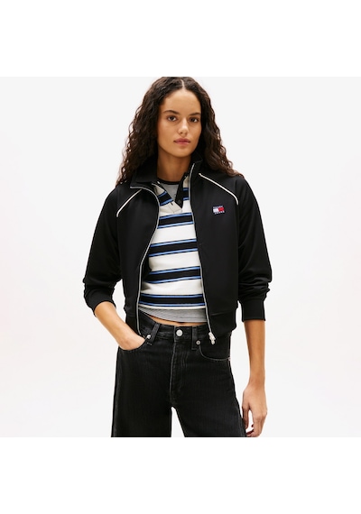 Tommy Hilfiger Jeans Badge Interlock Knit Track Kadın Siyah Ceket Dw0dw21930 Siyah