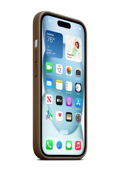 Apple Uyumlu iPhone 15 İçin Magsafe Mikro Dokuma Kılıf - Vizon Grisi