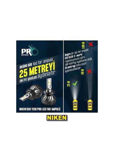 Niken Pro Serisi Led Xenon H1/h3/h4/h7/h8/h9/h11/h27/9005/9006 - H4
