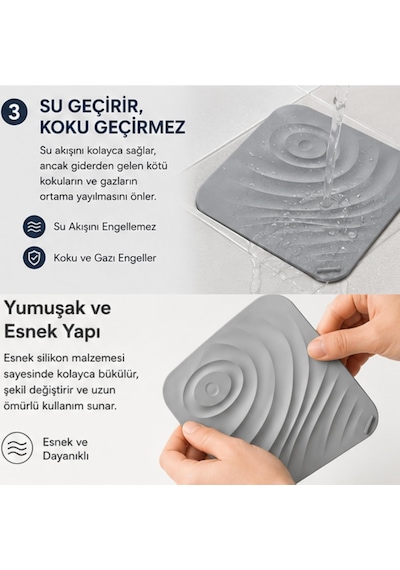 Silikon Kotu Önleyici Mat Mutfak Banyo Koku Önleyici Mat 2adet Çok Renkli