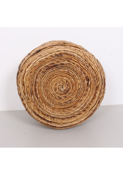 Avanos Doğal Abaka El Yapımı Yuvarlak Kulplu Sepet 45x41x36 Cm Bej