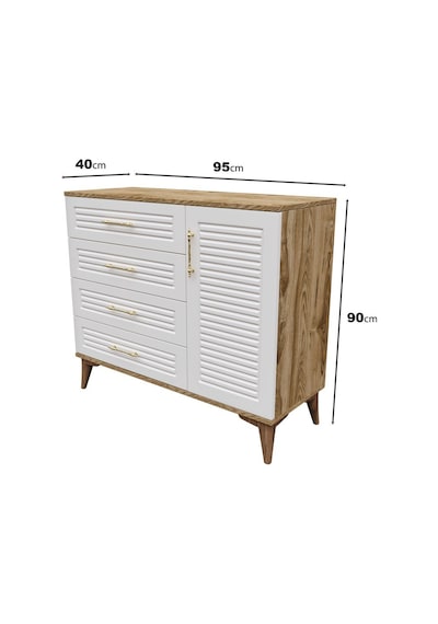 Panjurlu 4 Çekmeceli 1 Kapaklı Şifonyer Modern Tasarım, Mdf Kapak,ekru Ceviz Ceviz - Ekru Panjurlu 4 Çekmeceli 1 Kapaklı Şifonyer Modern Tasarım, Mdf Kapak,ekru Ceviz Ceviz - Ekru